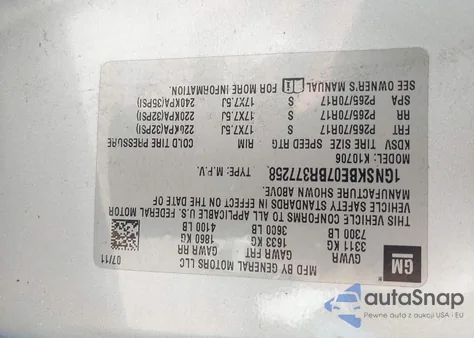 2011 Chevrolet Tahoe Lt z USA, uszkodzony, nr VIN 1GNSKBE07BR377258